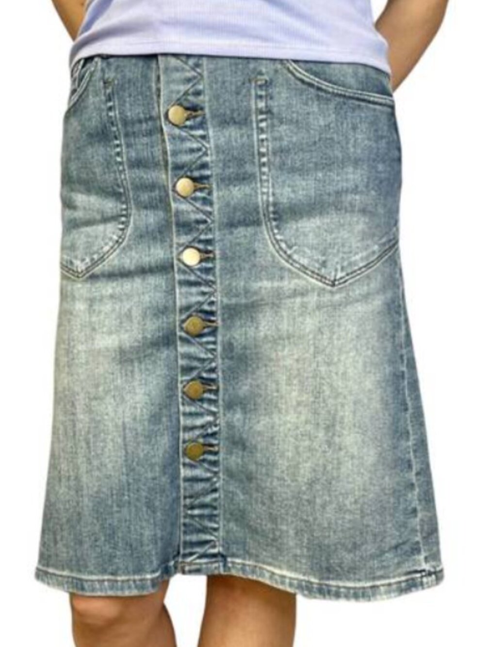KUT from the Kloth Denim Button Front A-Line Skirt 00 Fits Like 2